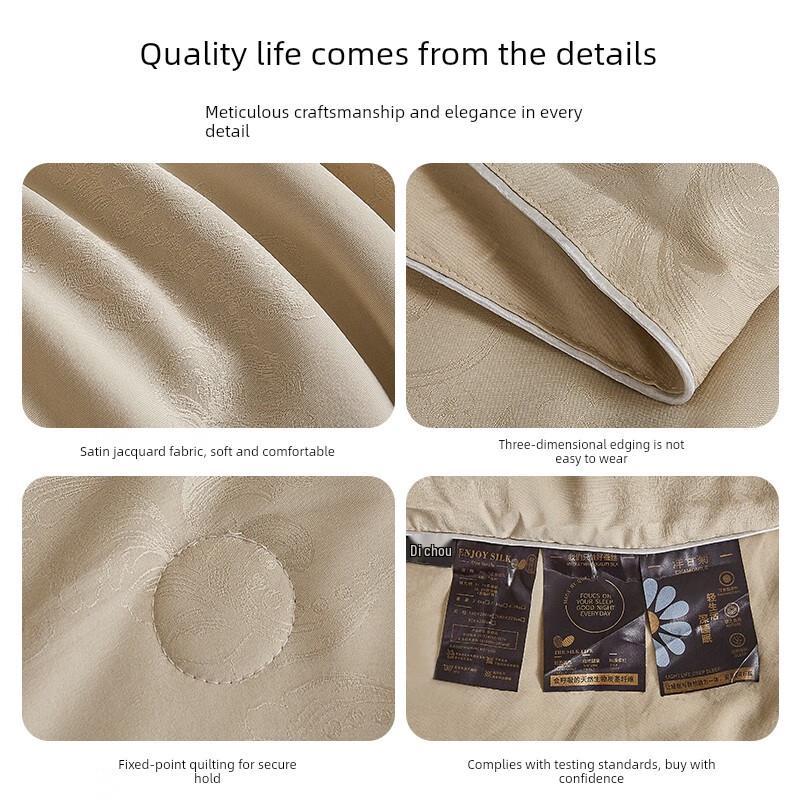 Mling Dior Chamomile Infused Satin Jacquard Mulberry Silk Summer Quilt