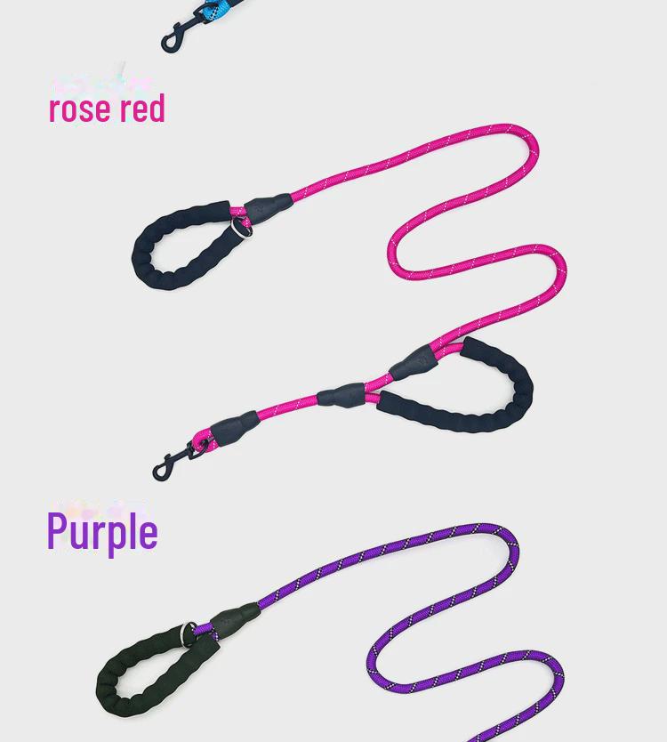 Double Handle Reflective Large Dog Leash with Logo