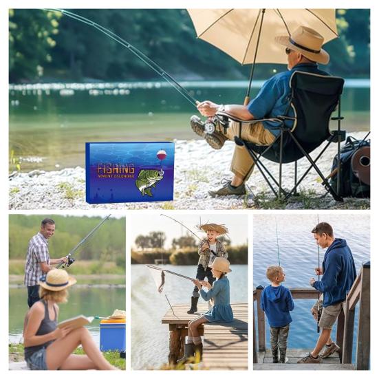 Рыболовные приманки Адвент-календарь 24-дневный календарь обратного отсчета до Рождества Рыболовные сюрпризы Адвент-календарь