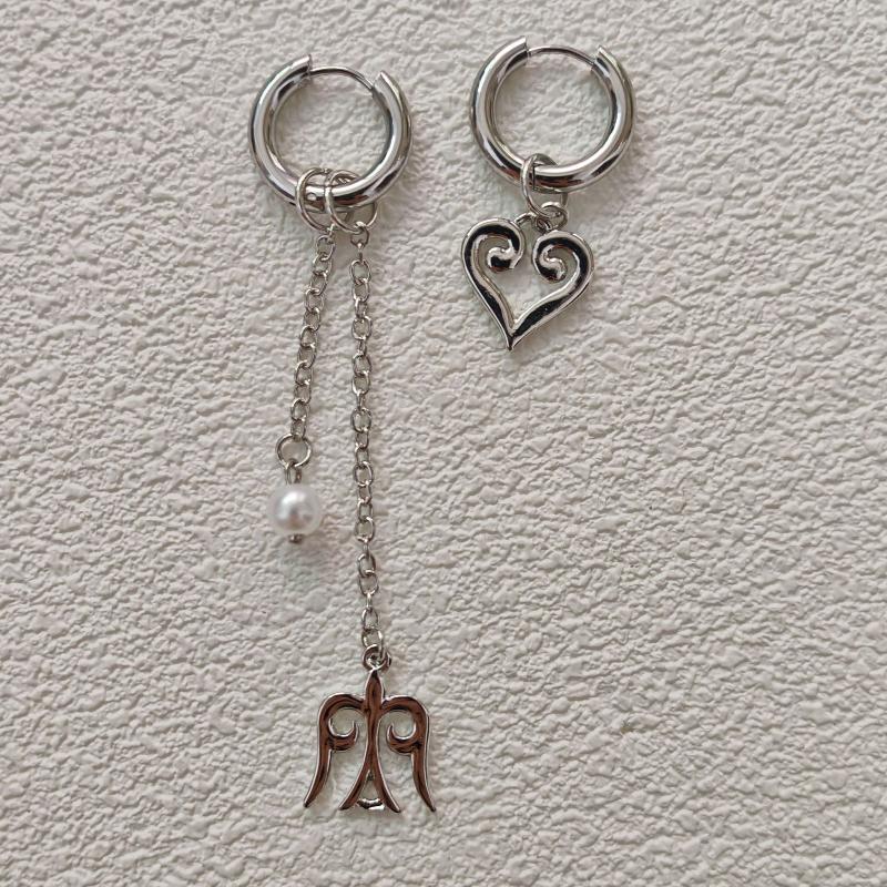 Модные асимметричные серьги-подвески в виде сердца и звезды для женщин, простые геометрические круглые серьги-кольца, ювелирные аксессуары, подарок