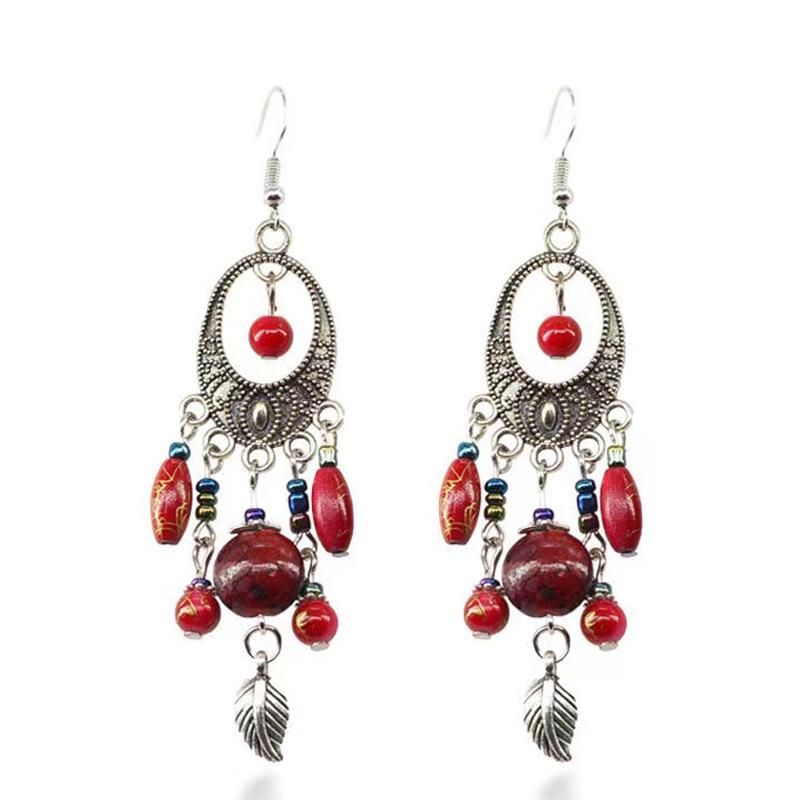 Богемные серьги с бисером, геометрическими кисточками - Винтажные этнические висячие серьги для женщин