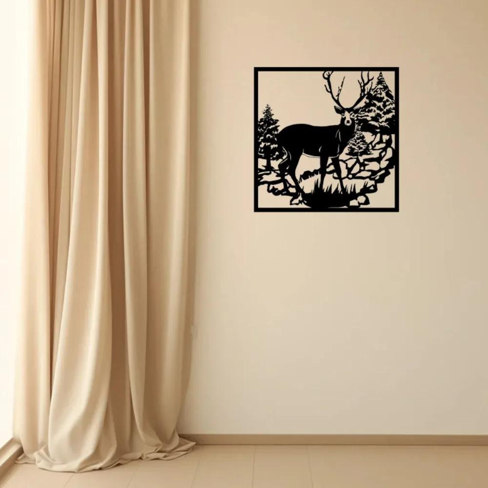 1pc Metal Wall Art Deer In The Forest Wall Decor Hanging Animal Metal Artwork Rustic Wall Decor Metal Wall Hanging