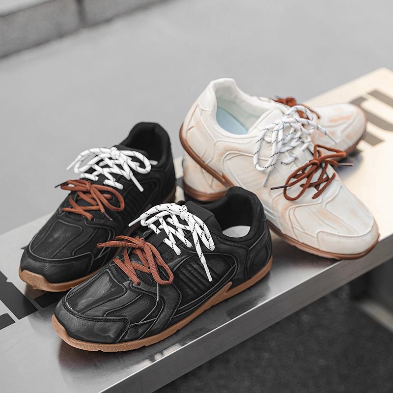 Плоские Мягкие Легкие Винтажные Мужские Кроссовки Новая Осень Дышащие Универсальные На шнуровке Немецкие Тренировочные Туфли