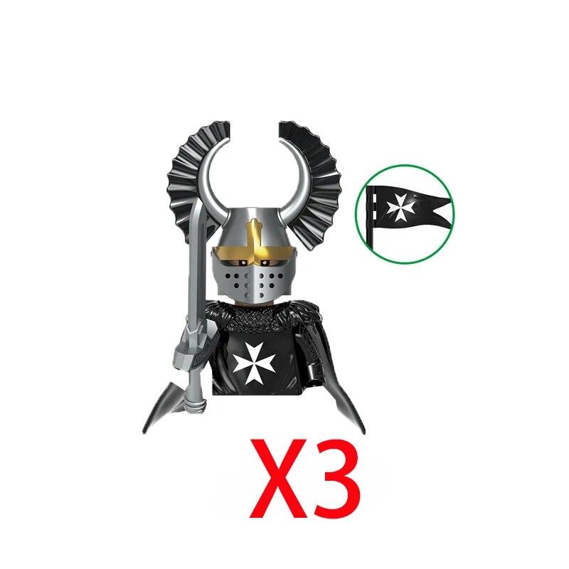 Военные строительные блоки Средневековые фигурки солдат Рыцари Иерусалима Крестовые походы Война роз Боевой конь Оружие Щит