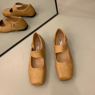 Балетки с квадратным носком весна/осень, однотонные женские туфли с эластичной резинкой, распродажа 2025 года, высококачественные неглубокие лаконичные балетки