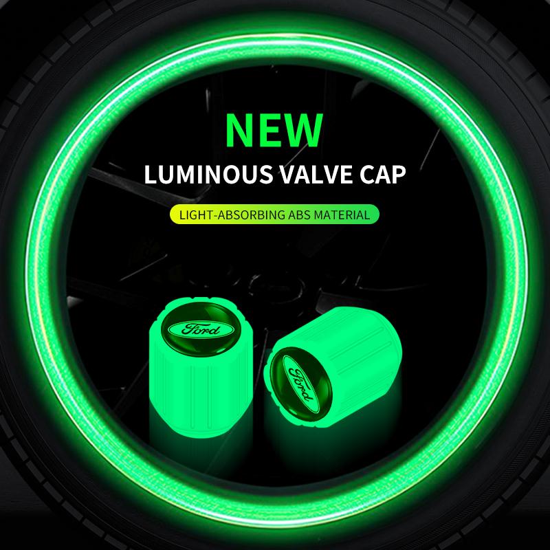 New 4PCS Luminous Car Tire Valve Cap Fluorescent Night Glowing Decor For Ford Mondeo MK1 MK2 MK3 MK4 MK5