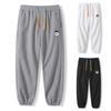 Мужские свободные спортивные брюки с однотонным узором, повседневные спортивные брюки на шнурке
