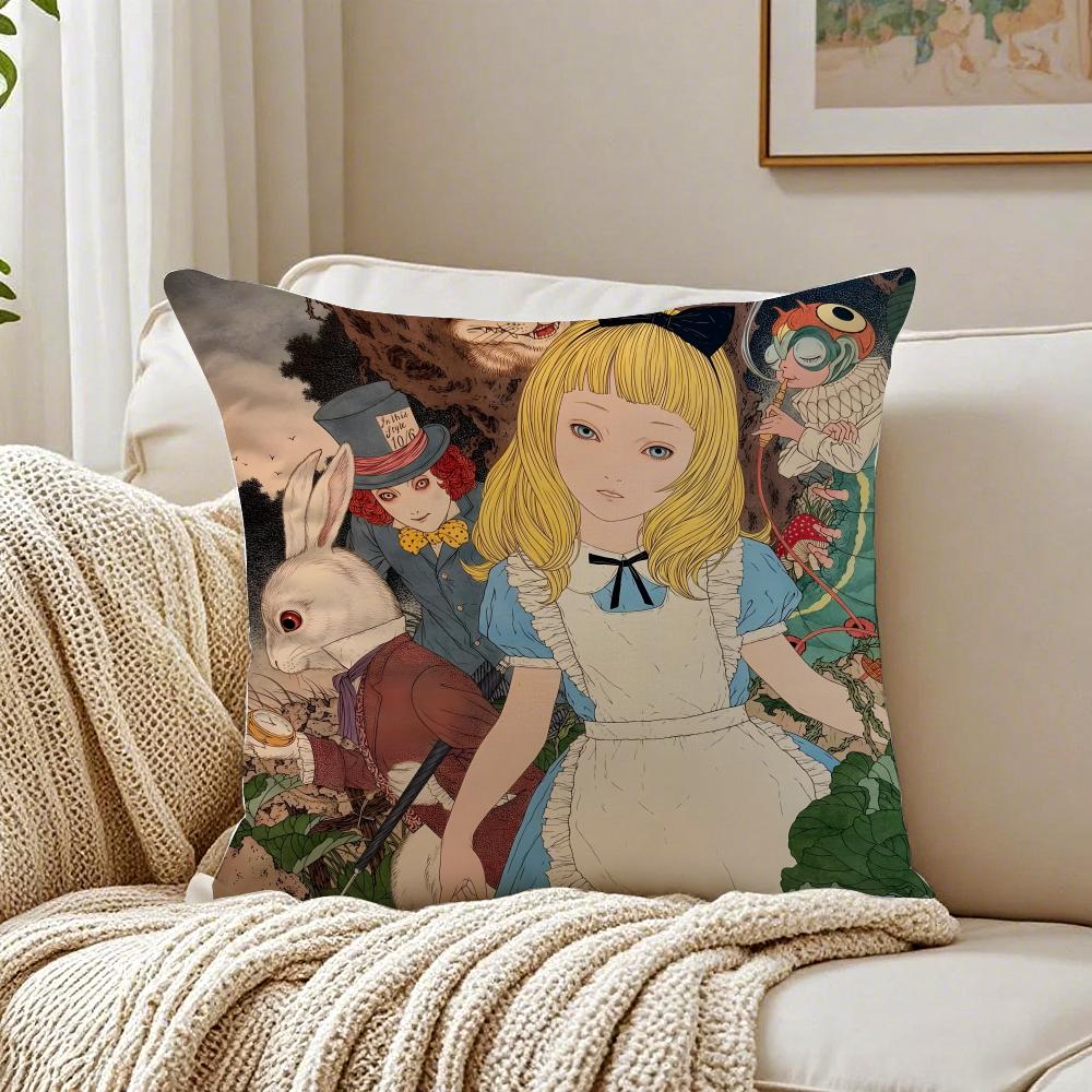 Fairy Tale AAlices Adventures in Wonderland Cushion Cover Pillowcase Antidustmite living Room Sofa Decor Cushion Room