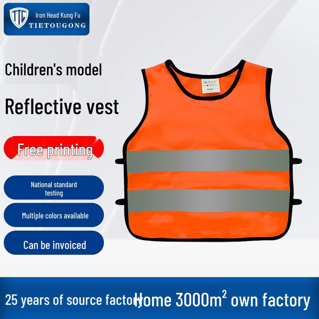 Iron Head Kung Fu Kids' Reflective Safety Vest - Ages 6-12 for Outdoor Protection