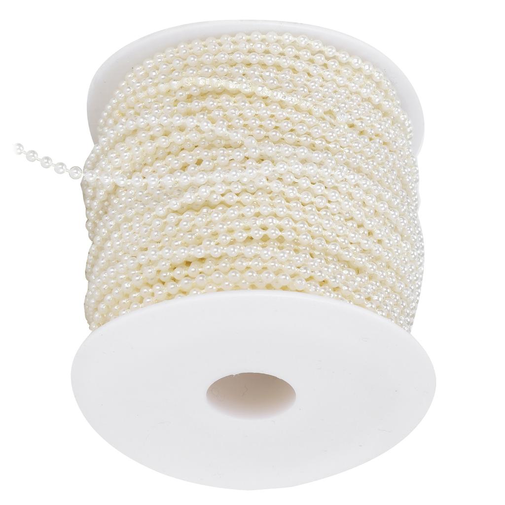 Faux Pearl Bead Garland String Round DIY Decoration Craft Clothing Accessories 3mm 50Meter RollBeige