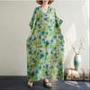 Новое хлопковое платье больших размеров с коротким рукавом и цветочным принтом для женщин, повседневное свободное длинное летнее платье макси