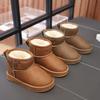 Children Short Boots Solid Color Versatile Boys Girls Warm Boots with Thick Fur 2024 New Fashion Snow Boots Soft Sole Non-slip