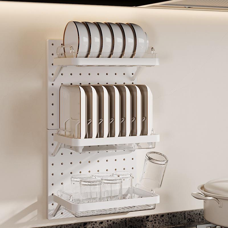 Настенная кухонная перфорированная доска без сверления: Многофункциональный набор-органайзер для хранения крышек от кастрюль и мисок