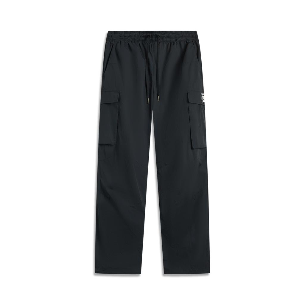 Li Ning Badfive Casual Simple Loose Solid Color Straight Leg Knit Sports Pants Men Bottoms Black AYKV311-2