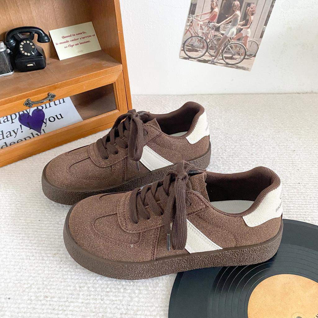 H1373 Mango head гонконгский стиль немецкие кроссовки женские ретро обувь осень 2024 новые шнурованные туфли с плоским дном