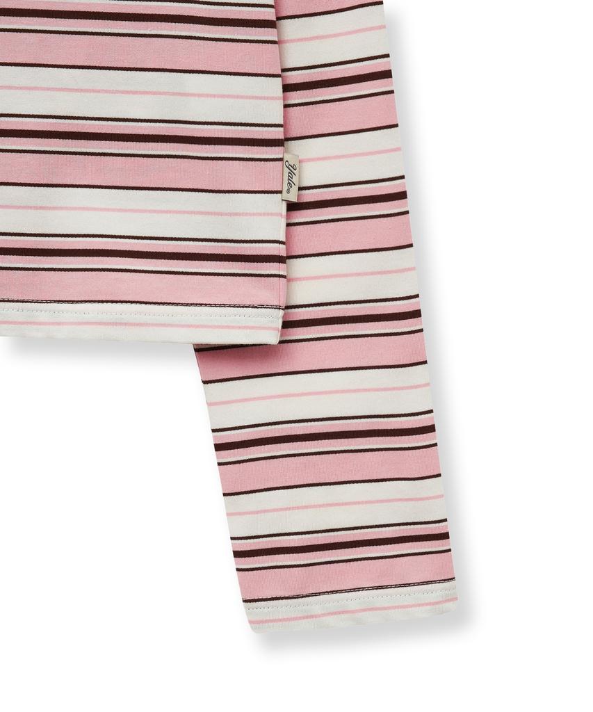 YALE Multi-Stripe Crop Long Sleeve_Pink