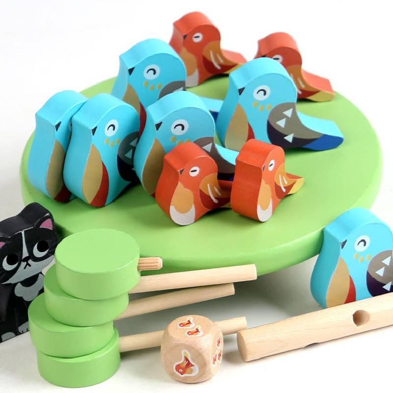 Wooden Bird Stacking Balance Tree Toy Puzzles For Kids Educational Family Play