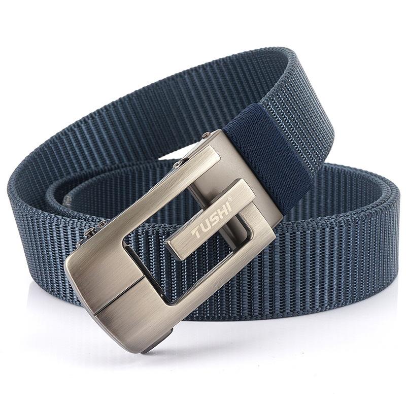 Новый мужской ремень для поездок на работу с автоматической пряжкой из нейлона, универсальный двухслойный толстый ремень для отдыха на природе
