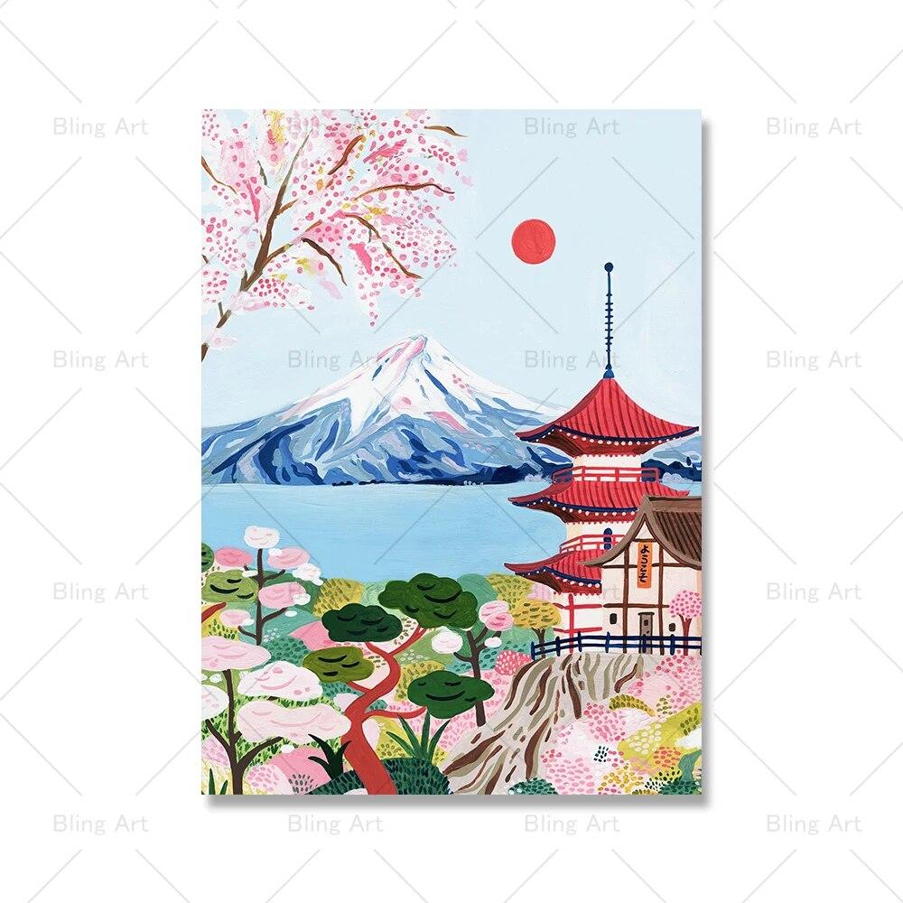 Nordic Vintage Travel City Poster Paris Lisbon Japan Landscape Art Canvas Painting Housewarming Gift Wall Pictures Home Decor No Frame