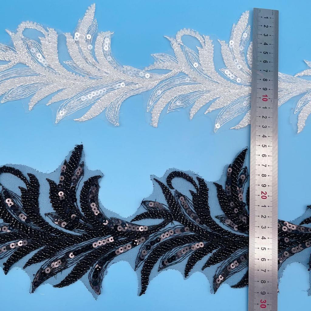 Heavy Industry Leaf Beads Sequins Embroidery Handmade Lace Leaf Accessories Diy Wedding Dress Belt Headdress Decoration