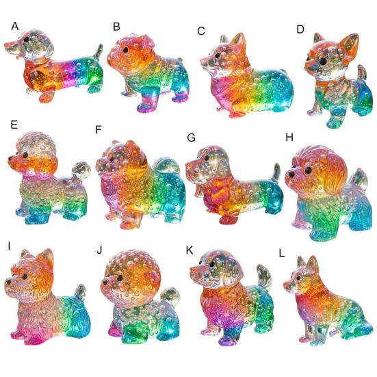 Юшэн Цветные Стеклянные Украшения Собаки Радужный Градиент Фигурки Щенков Декоративная Скульптура Собаки Подарок на Праздники Дни Рождения