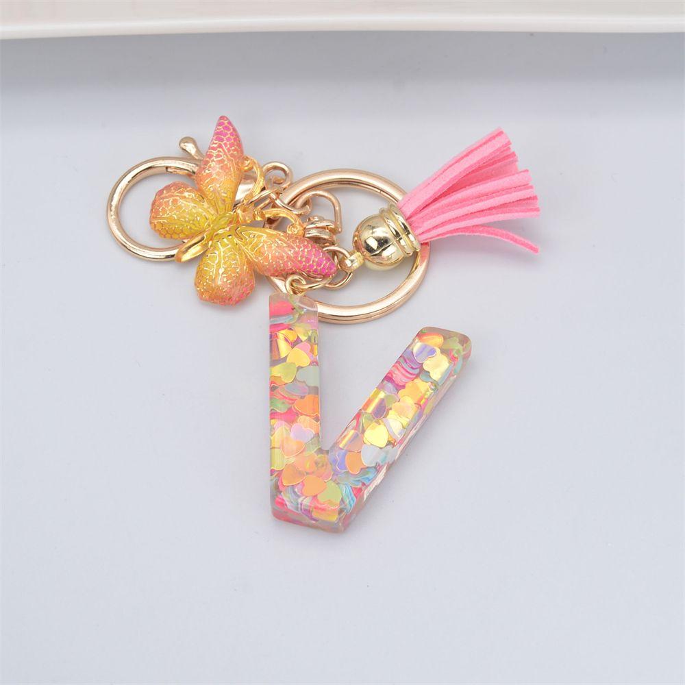 Женские брелки с подвеской и буквами в виде бабочки, брелок с английским алфавитом, брелки с 26 буквами, брелки для ключей