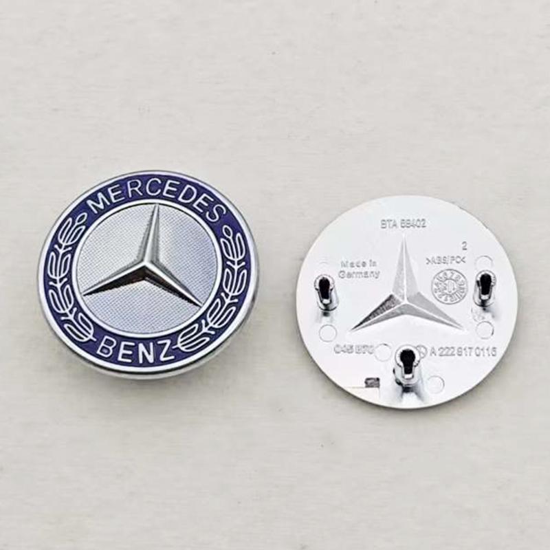 AABHA1 39mm 3pins 3D ABS Blue Black Car Front Star Hood Emblem Bonnet Logo Badge For Mercedes Benz W222 W213 S E Class Accessories