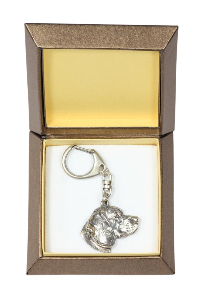 Beagle – Silver-plated key ring with a dog in a gift box, handbag decoration | Art-Dog