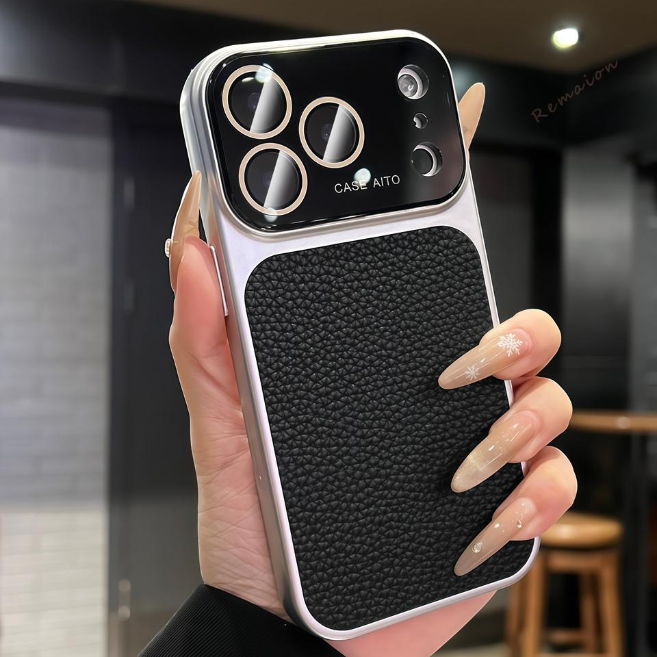 Official Lychee Leather Big Window Phone Case For For Iphone 17 13 14 1 16 Pro Max 16Pro 17Pro Candy Len Camera Protector Cover