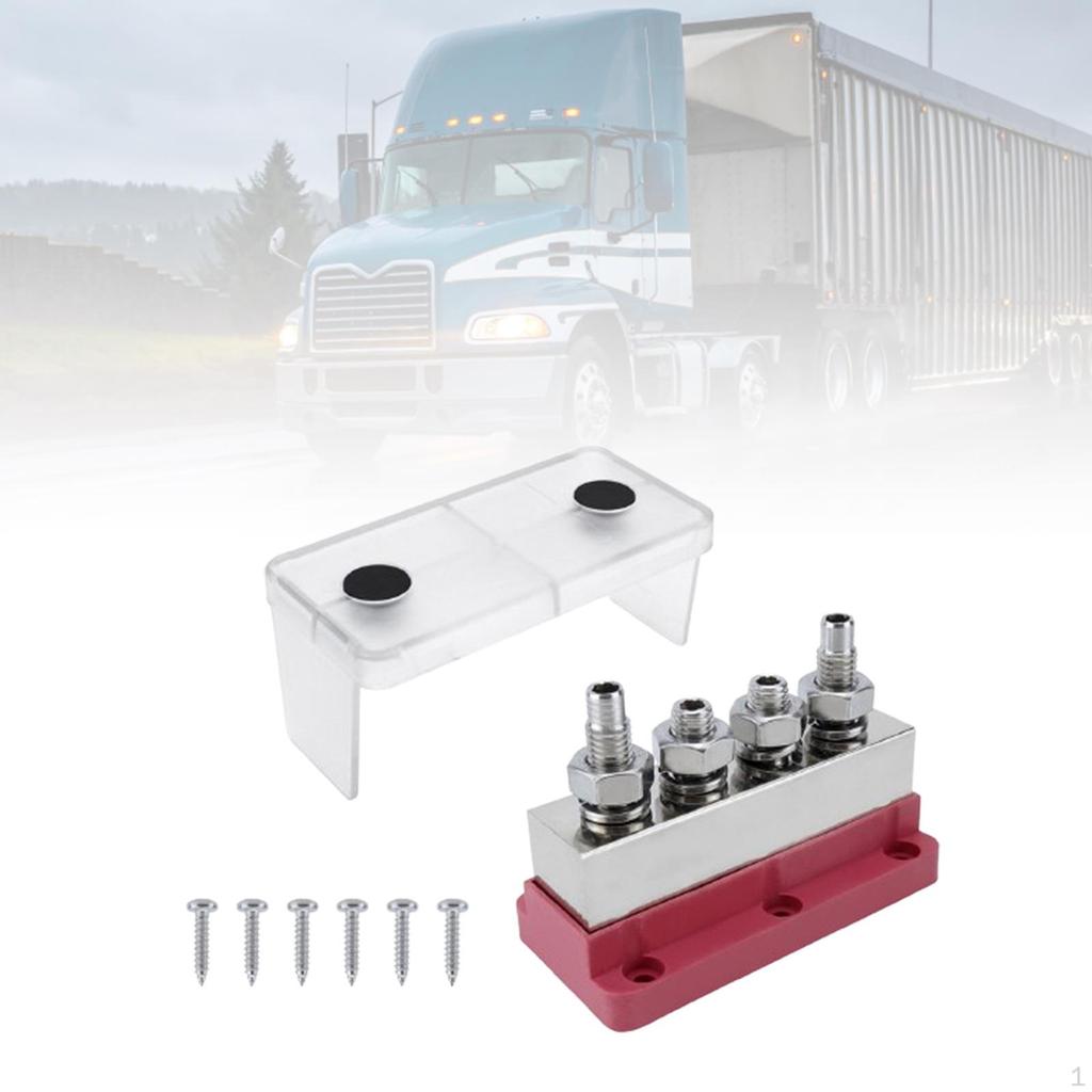 600A Battery Ground Buss Bar Terminal Block for RVs And Cars 12V-48V with Protective Cover