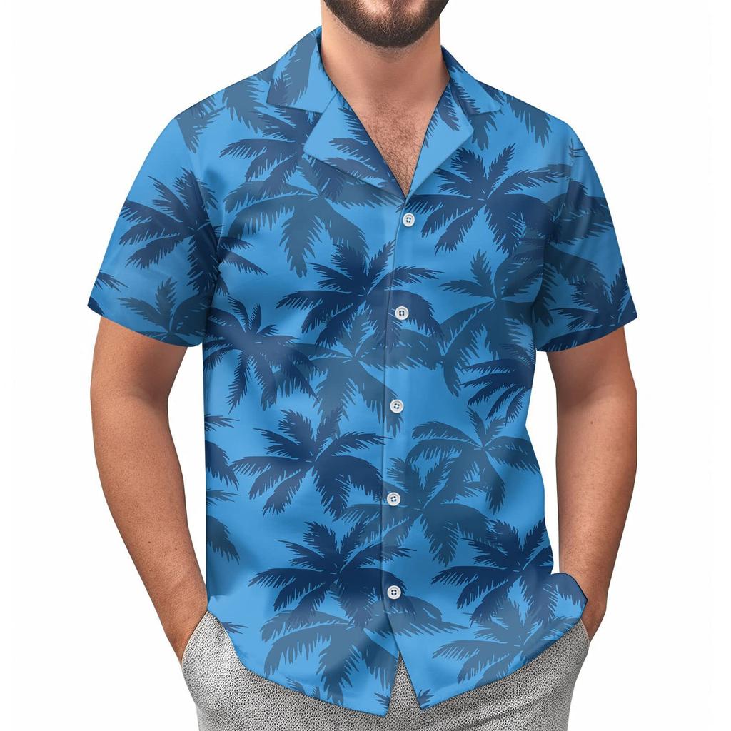 Мужская повседневная рубашка с короткими рукавами в гавайском пляжном стиле с 3D-принтом