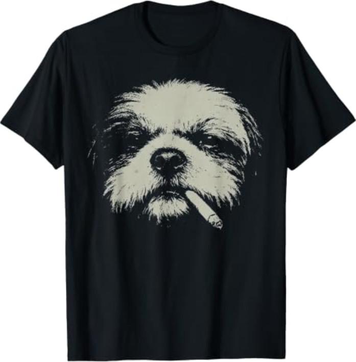 Dog Smoking Cigarette Funny Shih Tzu Meme T-Shirt