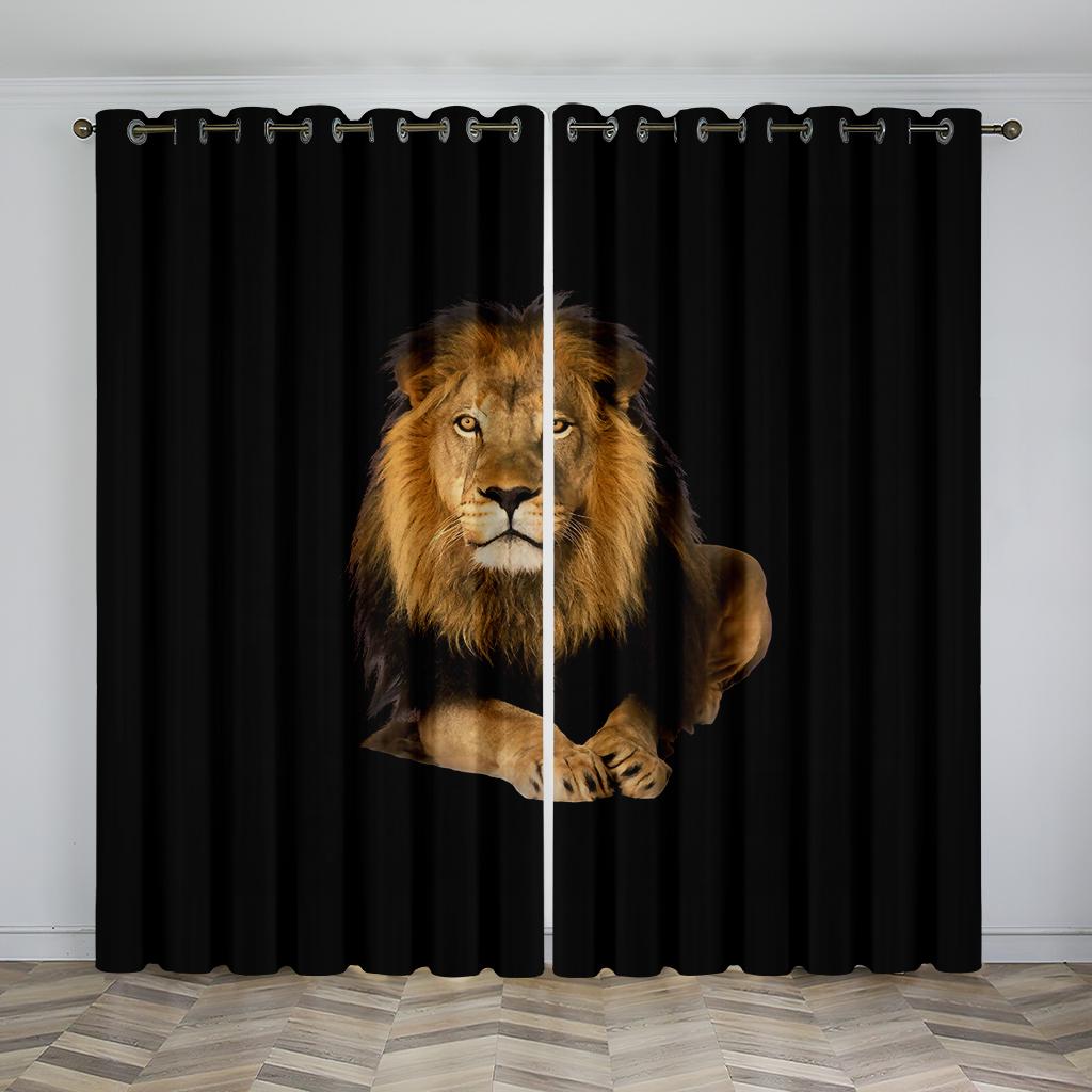 Wild Lion Animal Free Shipping Window Curtains Blinds For Living Room Kid's Bedroom Bathroom Kicthen Office Door Home Decor2Pcs