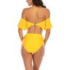 2024 Новый сексуальный женский купальник с открытыми плечами, однотонный купальник больших размеров, танкини с оборками, комплект бикини с высокой талией, купальный костюм Mujer 5XL