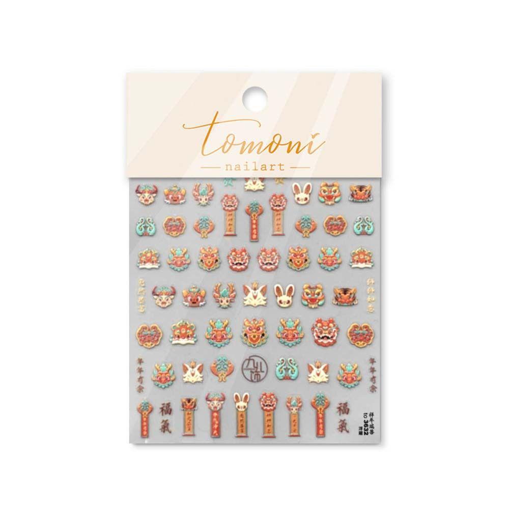 Zodiac Animals Dragon Nail Decals Lion Dance Chinese Nail Decorations  Lady