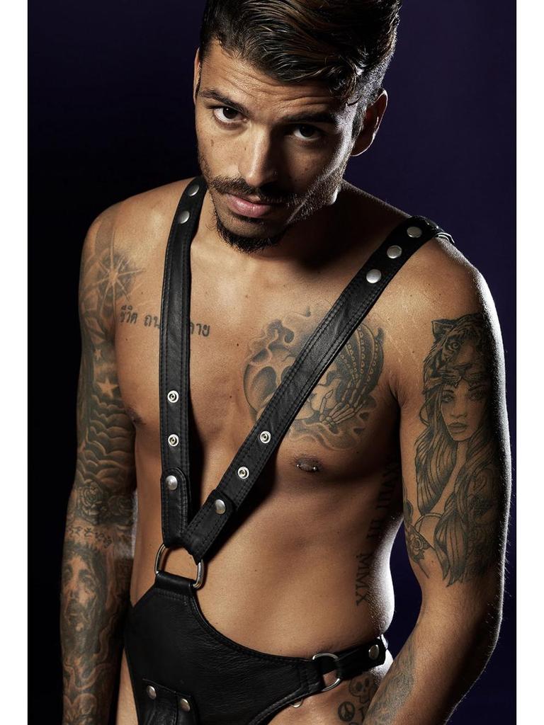 Мужской сексуальный комбинезон из лакированной кожи в европейском и американском стиле для клубов и баров