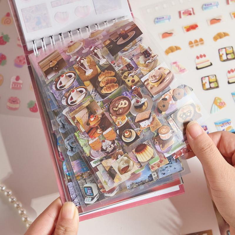 50-Piece Japanese-Style Spiral Sticker Album, Delicate Japanese Elements for Handmade Embellishment, Journal Scenery Creation