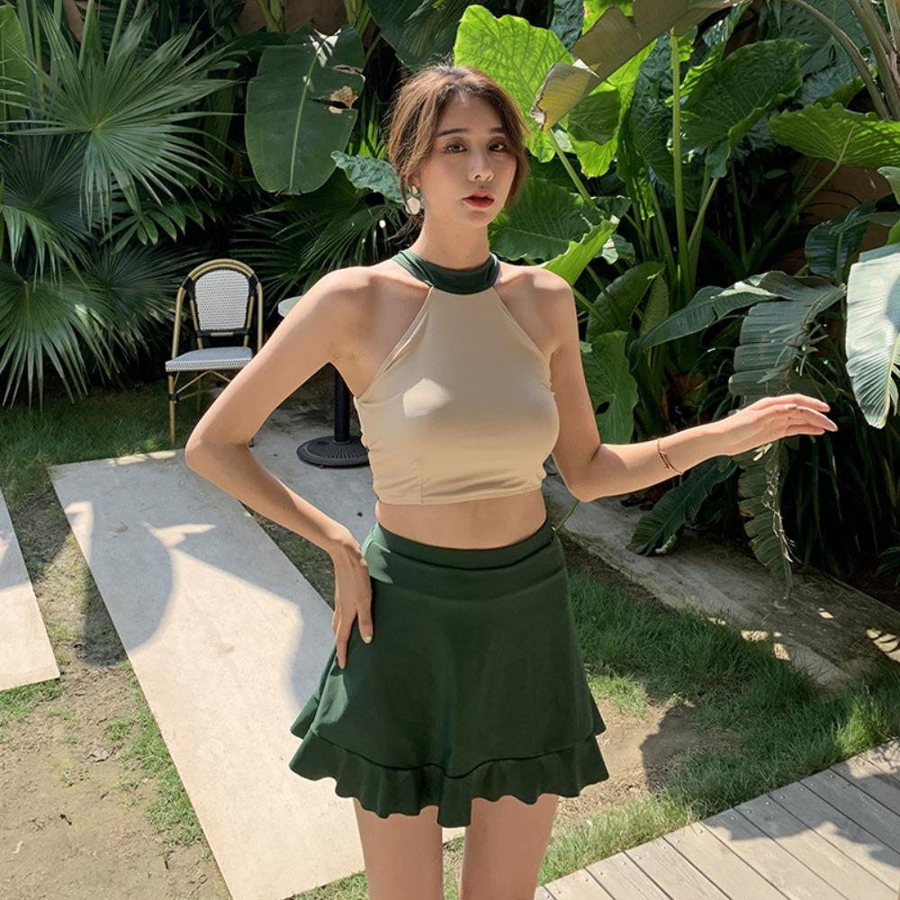 2024 Новый корейский купальник из двух частей, юбка-майка, сексуальный женский купальник с высокой талией, женский купальник, монокини, юбка для плавания