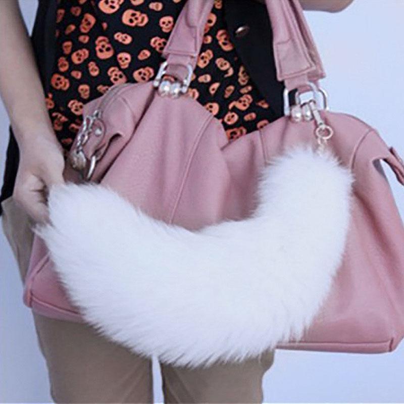 Fashion Luxury 40cm Tail Long Fox Fur Tail Women Ladies Keychain Keyring Handbag Ladies Pendant Key Holder Key Chain Fashion Jewelry Gift Ornament