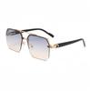 Большие ретро-двойные мостики полигональные квадратные металлические мужские солнцезащитные очки модные градиентные оттенки UV400 трендовые женские солнцезащитные очки