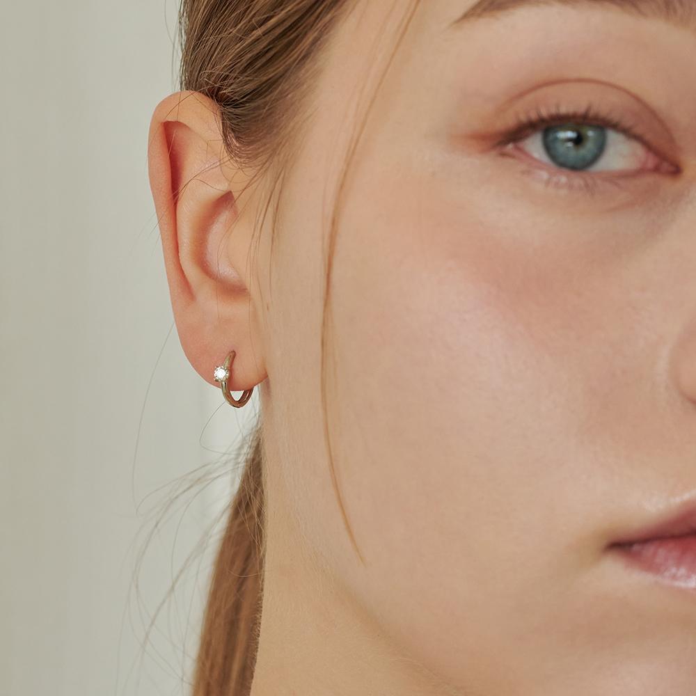 Loveenb [14K Gold] Basic 0.1 Carat Lab-Worn Diamond Ring Earrings