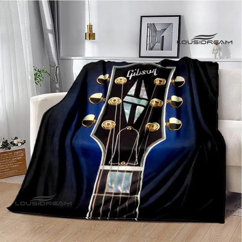 Одеяло с логотипом гитары Gibson, одеяло для согревания фланцев, одеяло для пикника, домашнее дорожное одеяло, подкладка для кровати, подарок на день рождения