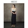 HECO New Chinese Style Pleated Off-Shoulder Long Dress
