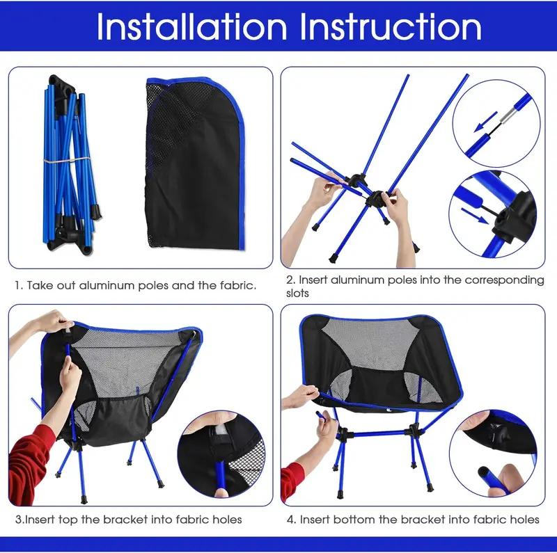 Portable Outdoors Folding Chair Ultralight Detachable  Lightweight Chair Folding Extended Seat Fishing Camping Home BBQ Garden Hiking
