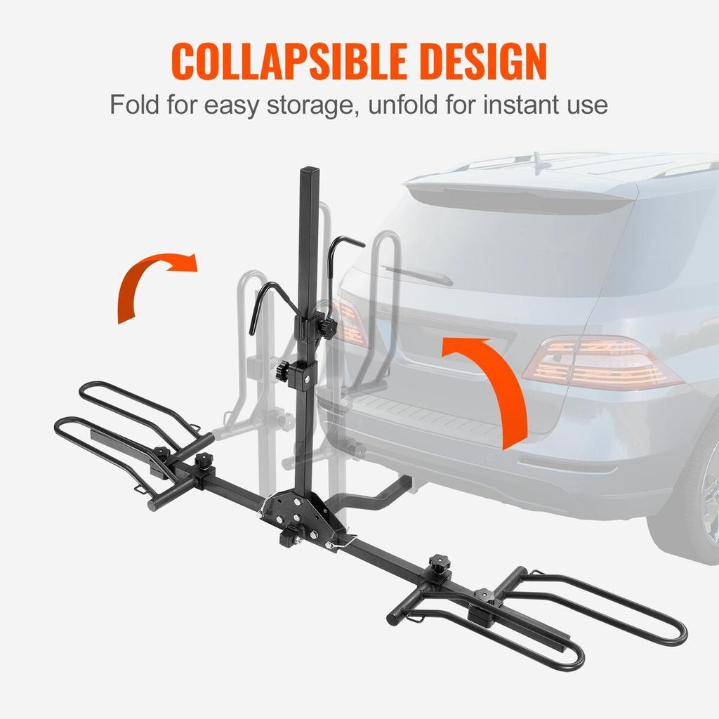 Hitch Mount Bike Rack, 2-Bike Platform Style, 80 LBS Max Capacity Bike Rack Hitch for 1.25-/2-inch Receiver, Titling and Folding Bike Carrier with
