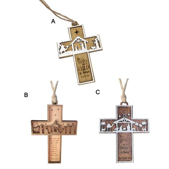 Yousheng Christian Nativity Ornaments Wooden Christmas Tree Religious Decorations Faithful Bible Verse Ornaments Christian Gifts