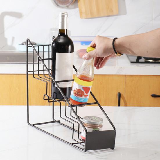 Стойка для хранения кофейного сиропа, 4 слоя, минималистичный черный металлический держатель для напитков, пива, вина, сиропа, бутылка-органайзер, подставка для дисплея, кофейный бар, кухонные аксессуары