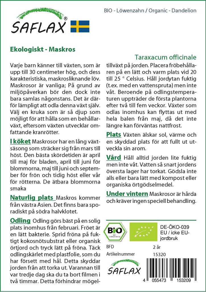 SAFLAX Garden in the Bag - Органический - Одуванчик - 400 семян - С субстратом в подходящем стоячем пакете - Taraxacum officinale