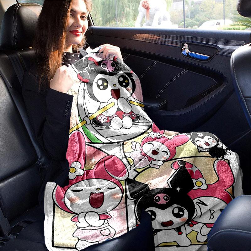 1pc Kuromi and Friends Soft Throw Blanket, Decorative Blanket, Living Room, Travel, Camping, Car Blankets, Beach, Office Naps, Perfect Gift for Birthd