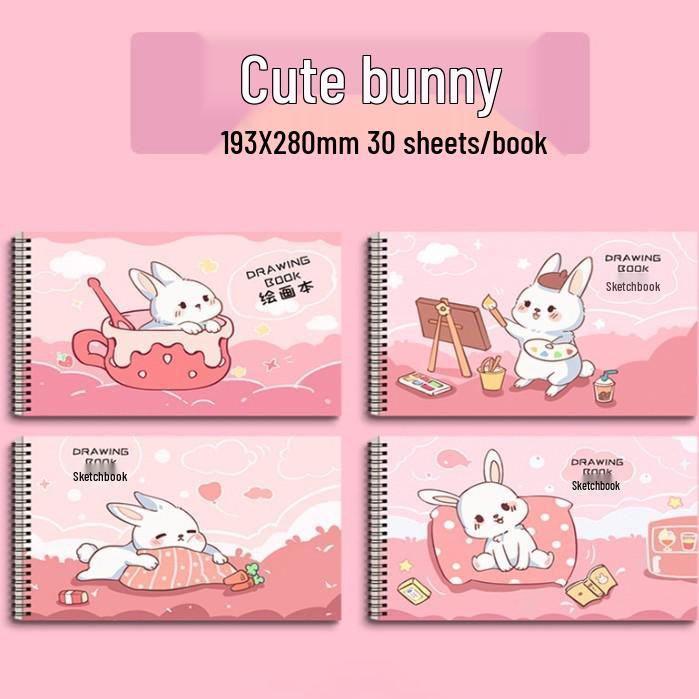 Cute Capybara & Puffer Fish A4 Drawing Book for Kids - Blank Pages, Coil Bound for First Graders